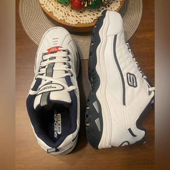 Skechers Sport Men's After Burn Sneaker White/Navy size 12 Wide fit - Picture 5 of 8